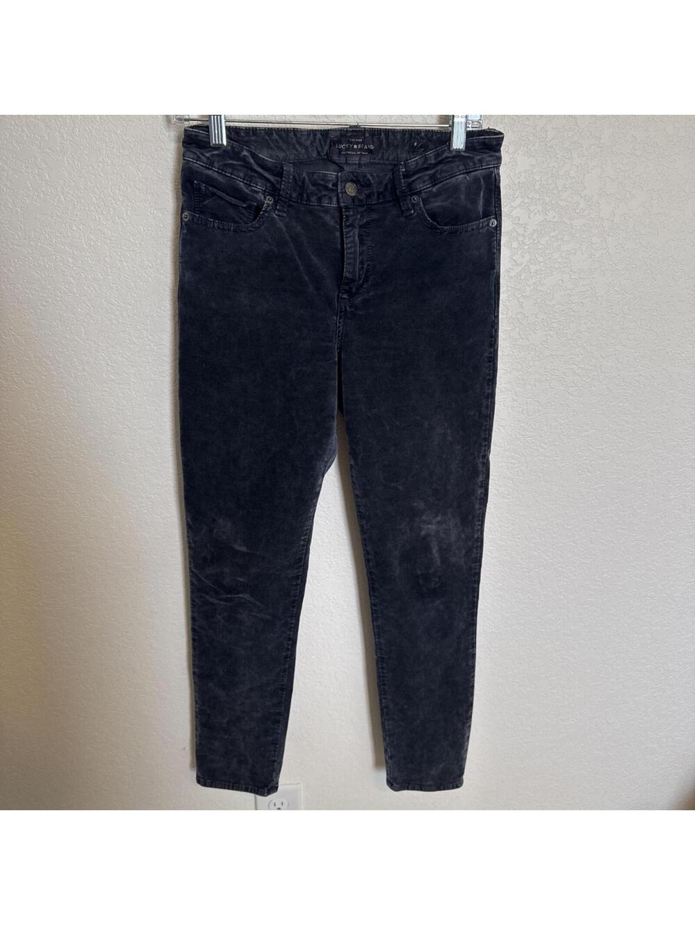 Lucky Brand Grunge Velvet Texture Blue Grey Skinny Jeans, Size 8